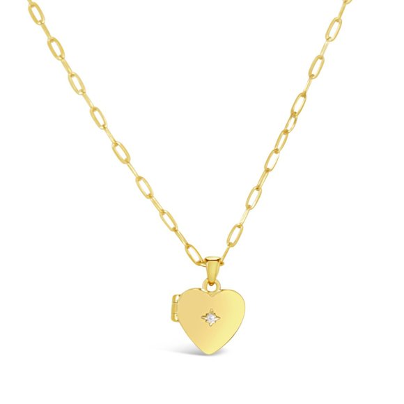 Jewelry - Keepsake Starburst Cz 14k Gold Heart Locket